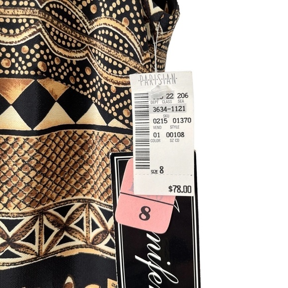 NWT Vintage 80’s or 90’s Jennifer Jeffries Black & Tan Printed Maxi Dress - Picture 6 of 9